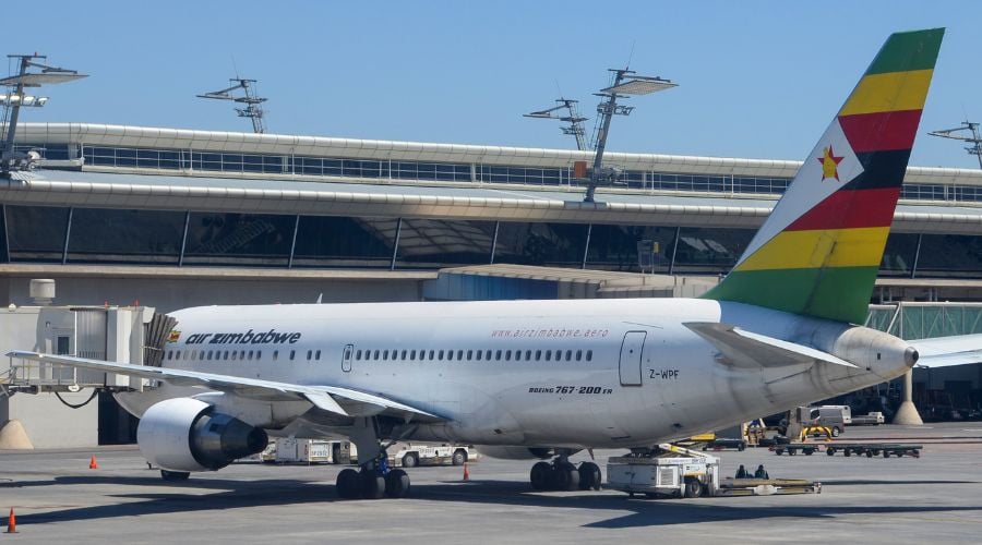 Air Zimbabwe aircraft ahead of the restored Harare to Gatwick service